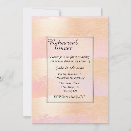 Blush and Gold Wedding Rehearsal Dinner Invitation Kaart (Voorkant)