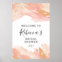 Blush and Gold Welcome Sign, Weddenschap & Showers Poster
