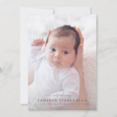 Blush and Green Boho Floral Baby Foto Birth Anno Aankondiging (Voorkant)