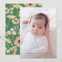 Blush and Green Boho Floral Baby Foto Birth Anno