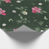 Blush and green kerstWaterverf Flowers Cadeaupapier (Hoek)