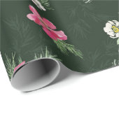 Blush and green kerstWaterverf Flowers Cadeaupapier (Rol Hoek)