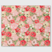 Blush and green kerstWaterverf Flowers Roze Cadeaupapier (Vlak)