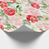 Blush and green kerstWaterverf Flowers Wrapp Cadeaupapier (Hoek)