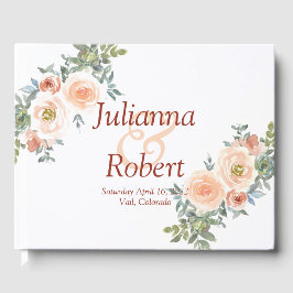Blush and green waterverf floral bruiloft gast gastenboek