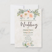 Blush and green waterverf floral bruiloft invitata kaart (Voorkant)