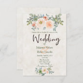 Blush and green waterverf floral bruiloft invitata kaart (Voorkant / Achterkant)