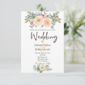 Blush and green waterverf floral bruiloft invitata kaart (Staand voorkant)