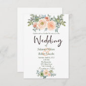Blush and green waterverf floral bruiloft invitata kaart (Voorkant / Achterkant)