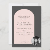 Blush and Grey Bold Shapes Photo Graduparty Kaart (Voorkant)