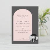 Blush and Grey Bold Shapes Photo Graduparty Kaart (Staand voorkant)