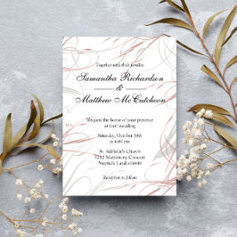 Blush and Grey Flourishes Wedding Kaart