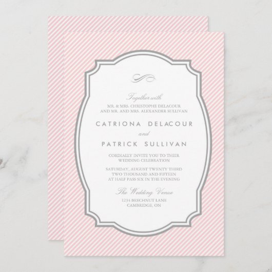 Blush and Grey  Lijst Wedding Kaart (Voorkant / Achterkant)