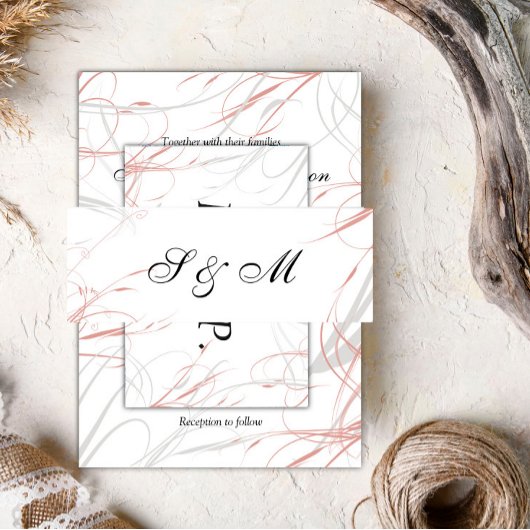 Blush and Grey Swirls Wedding Uitnodigingen Wikkel