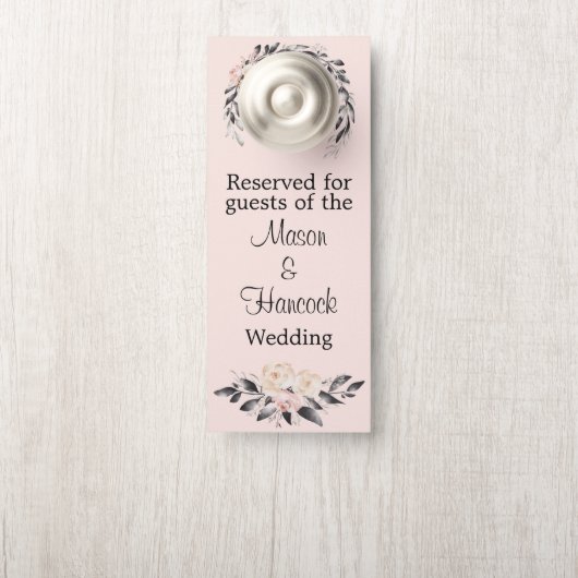 Blush and Grey Wedding Hotel Room Gereserveerd Deurhanger (Op knop)