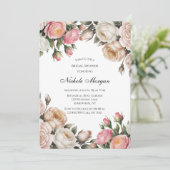 Blush and Ivory Rose Floral Bridal Shower Kaart (Staand voorkant)