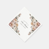 Blush and Ivory Rose Floral Bridal Shower Servet (Hoek)