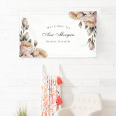 Blush and Ivory Rose Floral Bridal Shower Spandoek (Insitu)