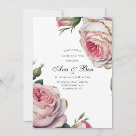 Blush and Ivory Rose Floral Couples Shower Kaart
