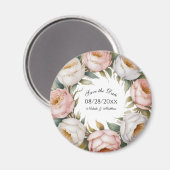 Blush and Ivory Rose Floral Save the Date Magneet (Voorkant / Achterkant)