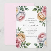 Blush and Ivory Rose Floral Wedding Celebration Kaart (Voorkant / Achterkant)