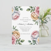 Blush and Ivory Rose Floral Wedding Celebration Kaart (Staand voorkant)