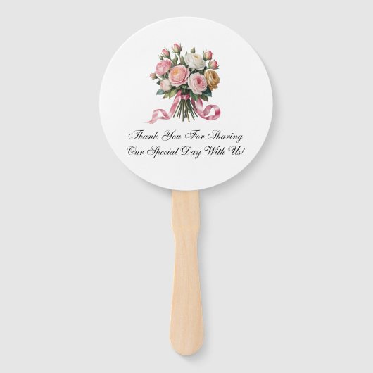 Blush and Ivory Rose Floral Wedding Handwaaier (Achterkant)
