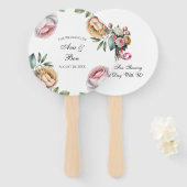 Blush and Ivory Rose Floral Wedding Handwaaier (Voorkant en achterkant)