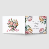 Blush and Ivory Rose Floral Wreath Wedding Gastenboek (Volledig)