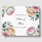 Blush and Ivory Rose Floral Wreath Wedding Gastenboek (Voorkant)