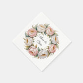 Blush and Ivory Rose Floral Wreath Wedding Servet (Hoek)