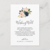 Blush and Navy Flowers Wedding Wishing Well Kaart (Voorkant)
