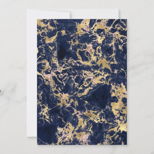 Blush and Navy Marmer Wedding Kaart (Achterkant)