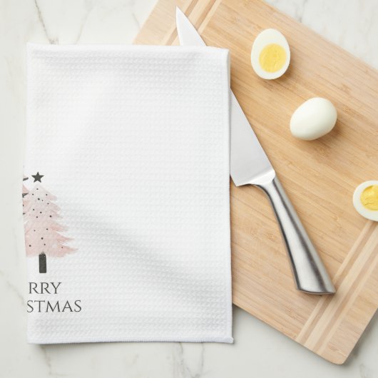 Blush and Neutral Christmas Tree Kitchen Towel Theedoek (Quarter Fold)