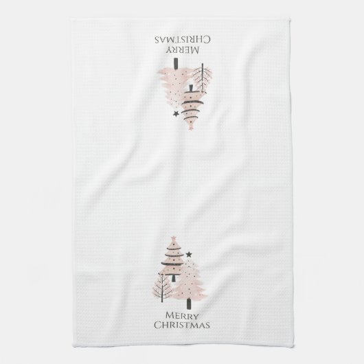 Blush and Neutral Christmas Tree Kitchen Towel Theedoek (Verticaal)