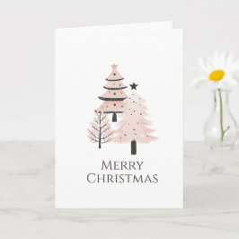 Blush and Neutral Modern Christmas Tree Kaart