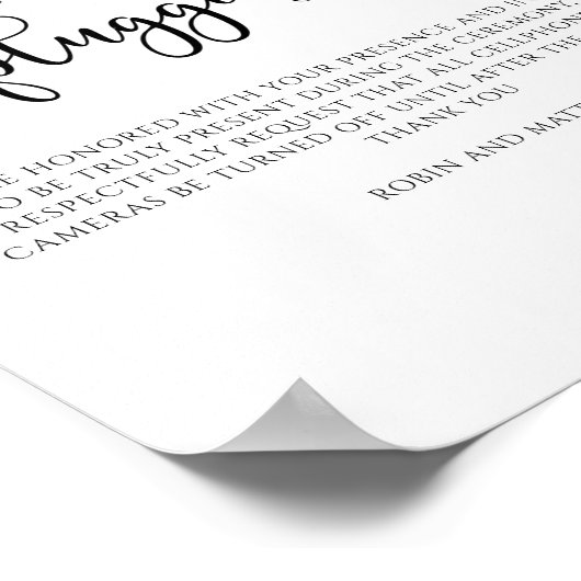 Blush and Peach Floral, Unplugged Ceremony Sign Poster (Hoek)