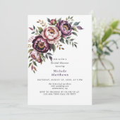 Blush and Plum Peony Krans Vrijgezellenfeest Kaart (Staand voorkant)