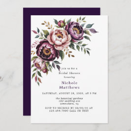 Blush and Plum Peony Krans Vrijgezellenfeest Kaart