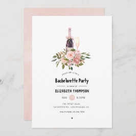 Blush and Roos Gold Floral Bachelorette Party Kaart