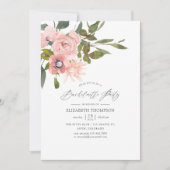 Blush and Roos Gold Floral Bachelorette Party Kaart (Voorkant)