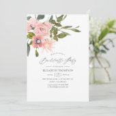 Blush and Roos Gold Floral Bachelorette Party Kaart (Staand voorkant)