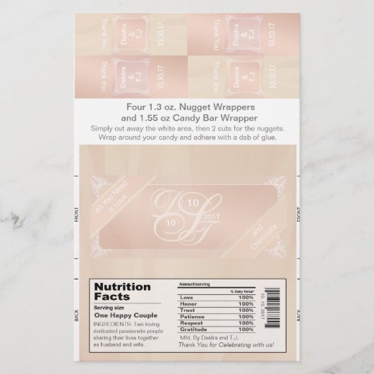 Blush and Roos Gold Snoep Bar en Nugget Wrappers Flyer (Voorkant)