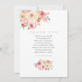 Blush and Sage Floral Baby shower Dank je wel Bedankkaart (Voorkant)