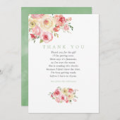 Blush and Sage Floral Baby shower Dank je wel Bedankkaart (Voorkant / Achterkant)