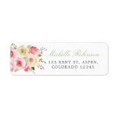 Blush and Sage Green Floral Waterverf Wedding Etiket (Voorkant)