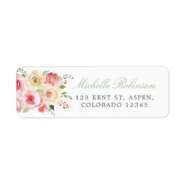Blush and Sage Green Floral Waterverf Wedding Etiket