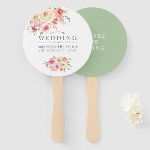 Blush and Sage Green Floral Wedding Favor Handwaaier