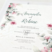 Blush and Sage Green Wedding Invitation Kaart