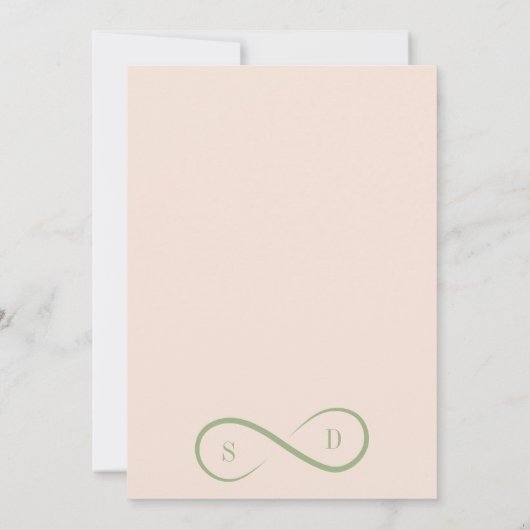 Blush and Sage Infinity Wedding Minimalist Modern Kaart (Achterkant)